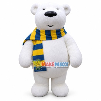 Polar Bear With Color Block Scarf Mascot Costume