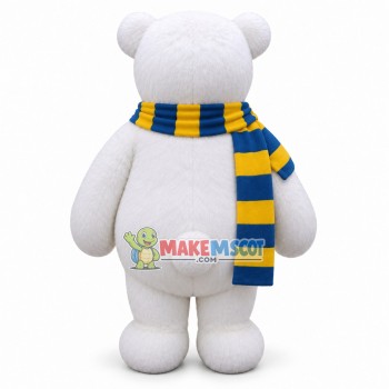 Polar Bear With Color Block Scarf Mascot Costume Polar Bear With Color Block Scarf Mascot Costume