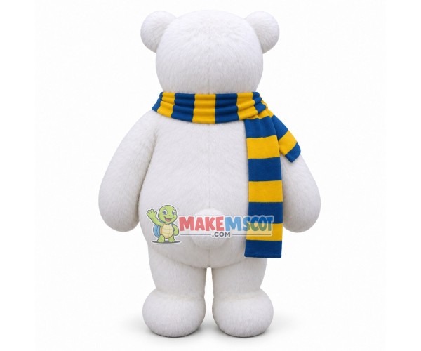 Polar Bear With Color Block Scarf Mascot Costume Polar Bear With Color Block Scarf Mascot Costume