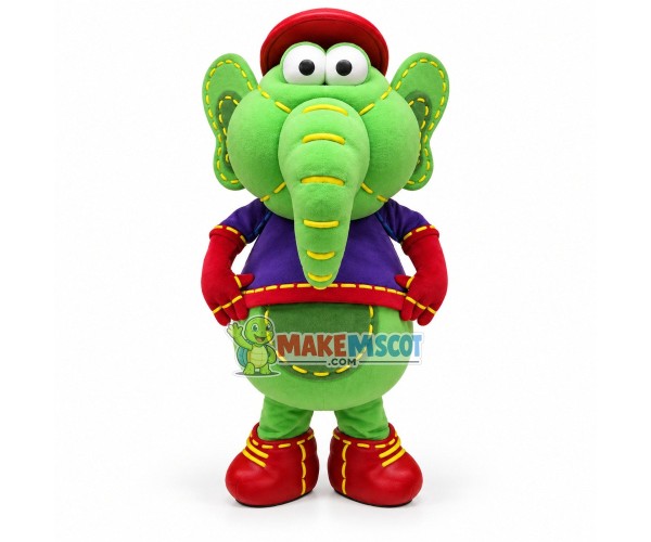 Stitched Green Baby Elephant Mascot Costume Stitched Green Baby Elephant Mascot Costume
