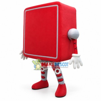Red Squared Shaped Doll Mascot Costume