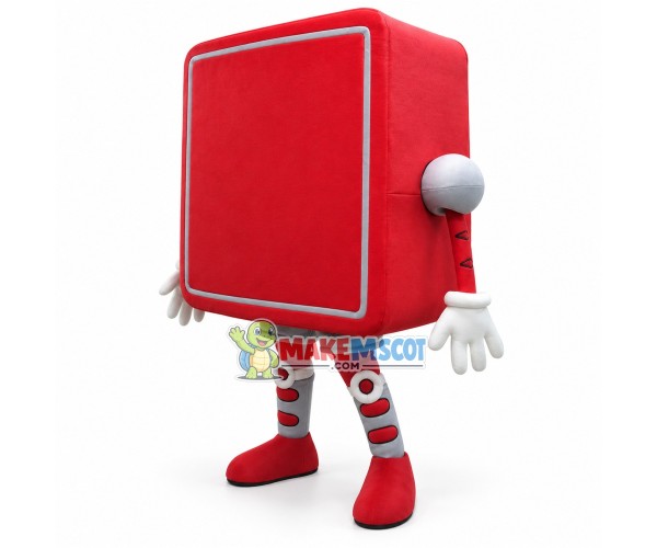 Red Squared Shaped Doll Mascot Costume Red Squared Shaped Doll Mascot Costume