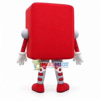 Red Squared Shaped Doll Mascot Costume Red Squared Shaped Doll Mascot Costume