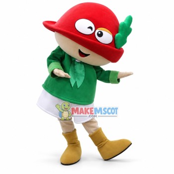 Cartoon Doll With Matsuba Hat Mascot Costume Cartoon Doll With Matsuba Hat Mascot Costume