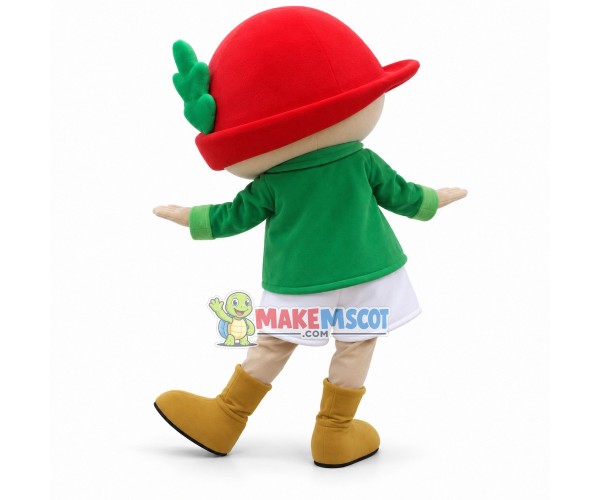 Cartoon Doll With Matsuba Hat Mascot Costume