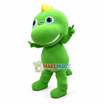 Happy Green Dinosaur Baby Mascot Costume Happy Green Dinosaur Baby Mascot Costume