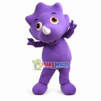 Pleased Purple Triceratops Baby Mascot Costume Pleased Purple Triceratops Baby Mascot Costume