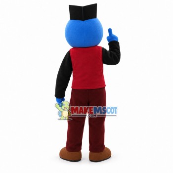 Social Blue Doll Waiter Mascot Costume Social Blue Doll Waiter Mascot Costume
