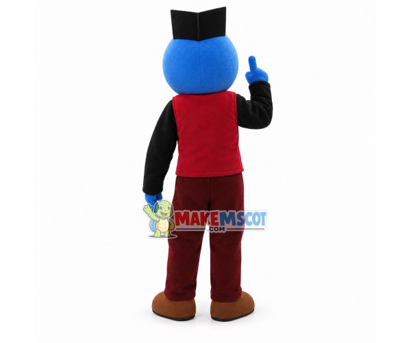 Social Blue Doll Waiter Mascot Costume Social Blue Doll Waiter Mascot Costume