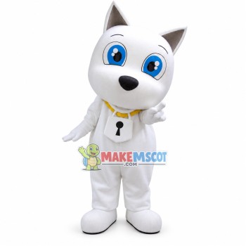 Technology Digital White Dog Mascot Costume