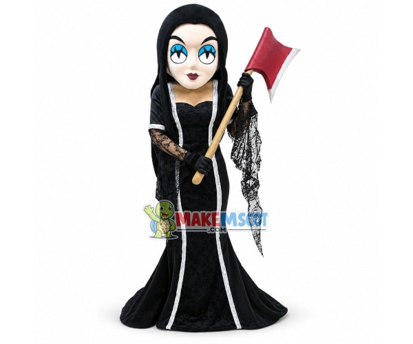 Evil Witch Holding Axe Mascot Costume Evil Witch Holding Axe Mascot Costume
