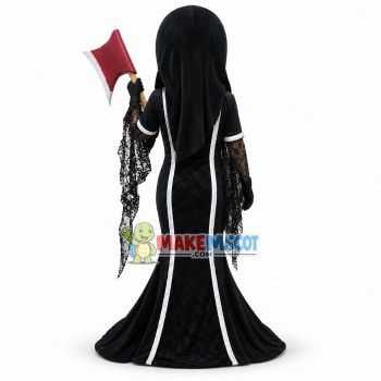 Evil Witch Holding Axe Mascot Costume Evil Witch Holding Axe Mascot Costume