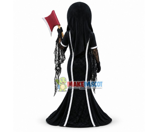 Evil Witch Holding Axe Mascot Costume Evil Witch Holding Axe Mascot Costume