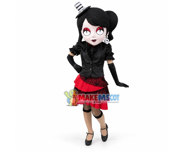 Diablo Woman With Skull Earrings Mascot Costume Diablo Woman With Skull Earrings Mascot Costume