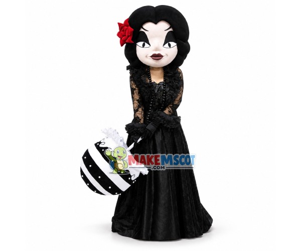 Evil Lady Holding Lace Umbrella Mascot Costume Evil Lady Holding Lace Umbrella Mascot Costume