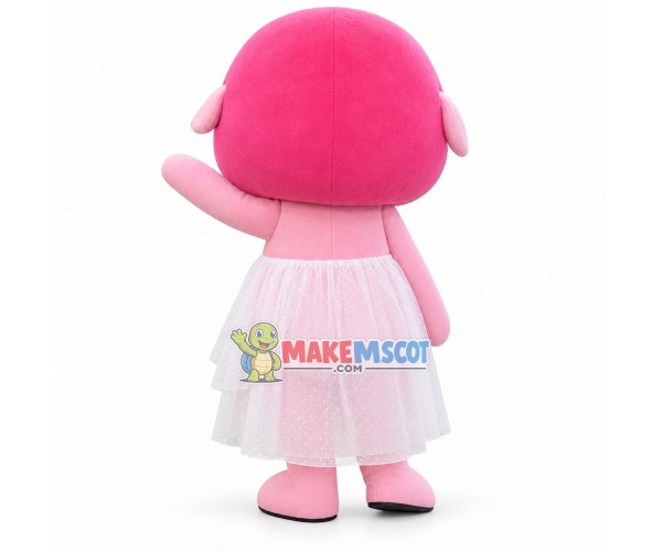 Pretty Pig Girl In Silk Dress Mascot Costume