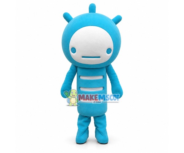 Blue Doll With Unhappy Expression Mascot Costume Blue Doll With Unhappy Expression Mascot Costume