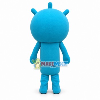 Blue Doll With Unhappy Expression Mascot Costume