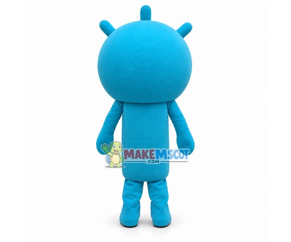 Blue Doll With Unhappy Expression Mascot Costume Blue Doll With Unhappy Expression Mascot Costume