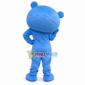 Squinting Laughing Blue Bear Mascot Costume