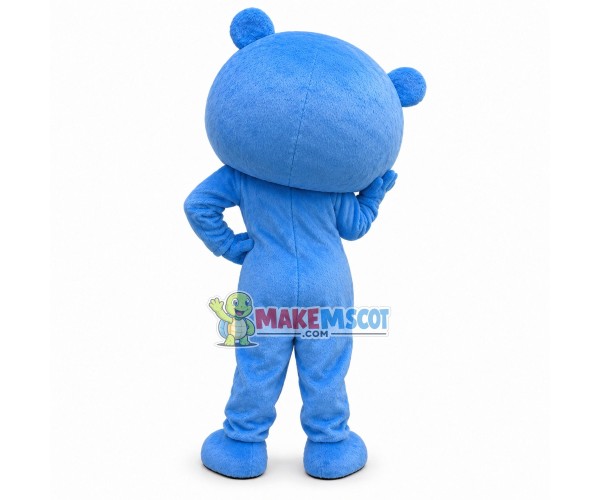 Squinting Laughing Blue Bear Mascot Costume Squinting Laughing Blue Bear Mascot Costume