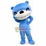Squinting Laughing Blue Bear Mascot Costume