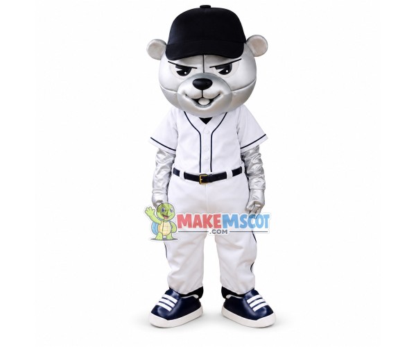 Silver Bear of The Professional Baseball League Mascot Costume Silver Bear of The Professional Baseball League Mascot Costume