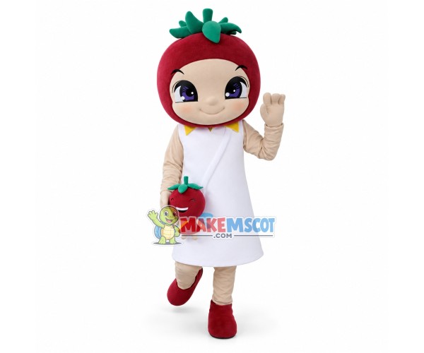 Tomato Girl Holding Puppet Mascot Costume