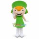 Glad Smiling Doll In The Green Suit Mascot Costume