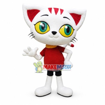 Agile Number Three Racer White Cat Mascot Costume Agile Number Three Racer White Cat Mascot Costume