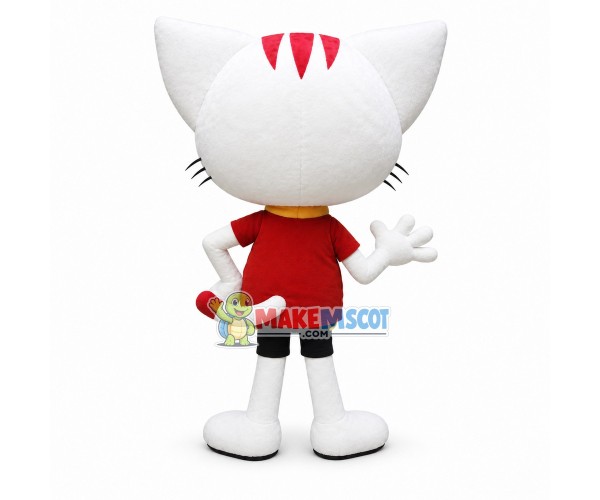 Agile Number Three Racer White Cat Mascot Costume