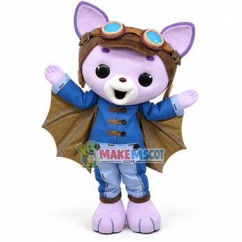Aviator Fox With Bat Wings Mascot Costume Aviator Fox With Bat Wings Mascot Costume