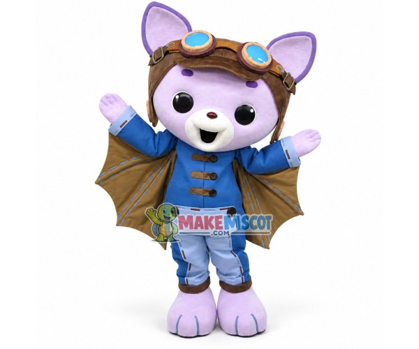 Aviator Fox With Bat Wings Mascot Costume