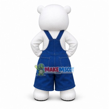 Enthusiastic Big-nosed White Bear Bobby Mascot Costume Enthusiastic Big-nosed White Bear Bobby Mascot Costume