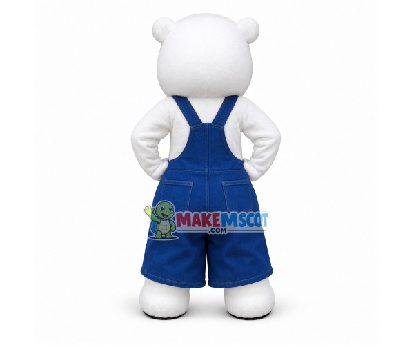 Enthusiastic Big-nosed White Bear Bobby Mascot Costume Enthusiastic Big-nosed White Bear Bobby Mascot Costume