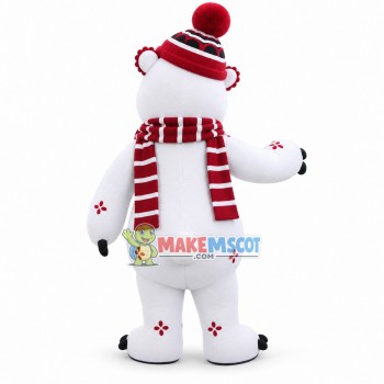 Christmas Clown White Bear Mascot Costume Christmas Clown White Bear Mascot Costume