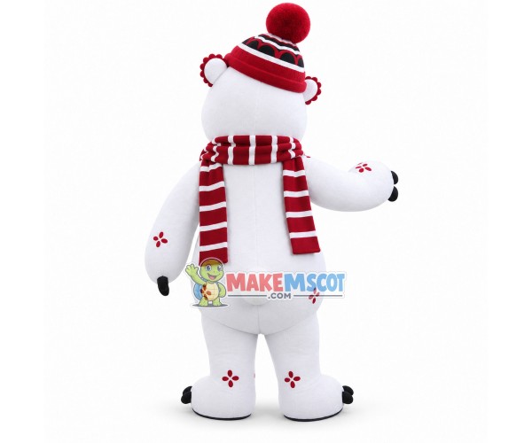 Christmas Clown White Bear Mascot Costume Christmas Clown White Bear Mascot Costume