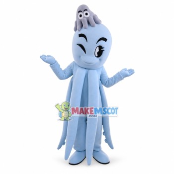 Playful Light Blue Deep Sea Octopus Mascot Costume