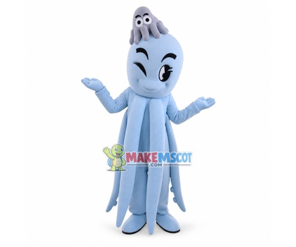 Playful Light Blue Deep Sea Octopus Mascot Costume