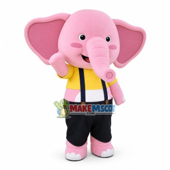 Pink Elephant Baby In Short Top Mascot Costume