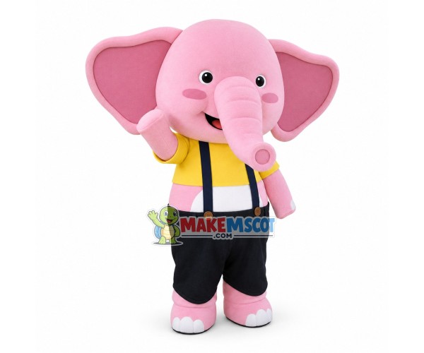 Pink Elephant Baby In Short Top Mascot Costume Pink Elephant Baby In Short Top Mascot Costume
