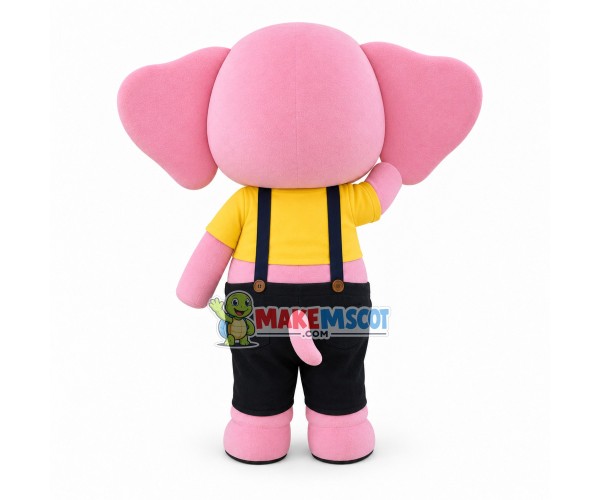 Pink Elephant Baby In Short Top Mascot Costume Pink Elephant Baby In Short Top Mascot Costume