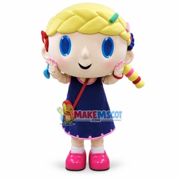 Beautiful Blue-eyed Girl In Dress Mascot Costume Beautiful Blue-eyed Girl In Dress Mascot Costume