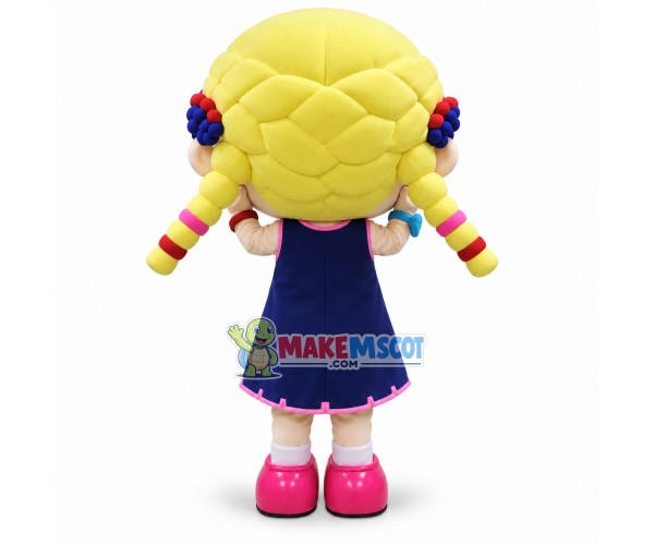 Beautiful Blue-eyed Girl In Dress Mascot Costume Beautiful Blue-eyed Girl In Dress Mascot Costume