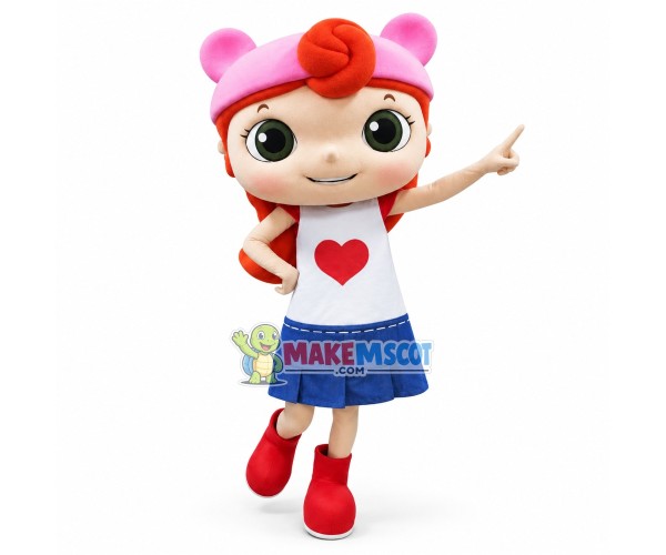 Attractive Girl In Denim Skirt Mascot Costume Attractive Girl In Denim Skirt Mascot Costume