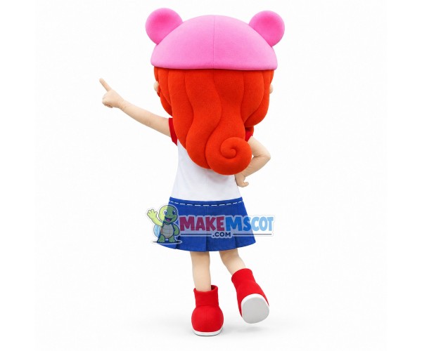 Attractive Girl In Denim Skirt Mascot Costume Attractive Girl In Denim Skirt Mascot Costume