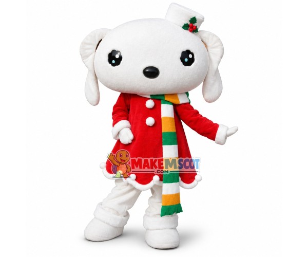 Warm Rabbit In Christmas Dress Mascot Costume Warm Rabbit In Christmas Dress Mascot Costume