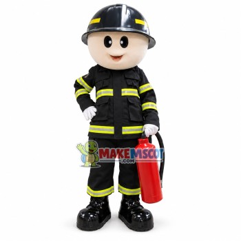 Professional Fireman Holding Fire Extinguisher Mascot Costume