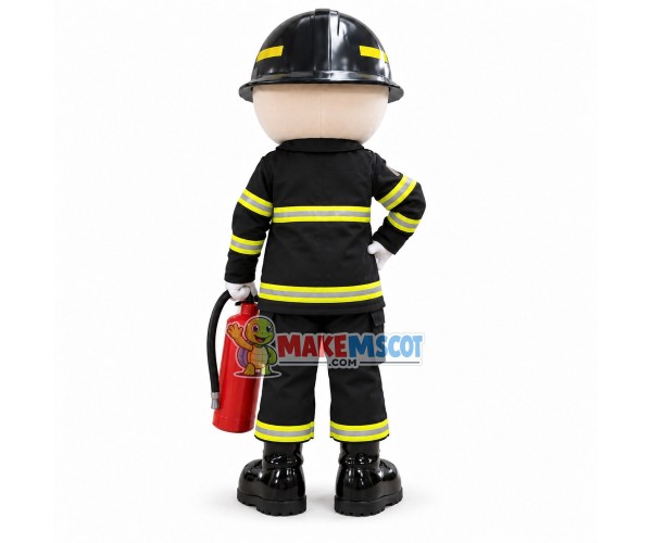 Professional Fireman Holding Fire Extinguisher Mascot Costume Professional Fireman Holding Fire Extinguisher Mascot Costume