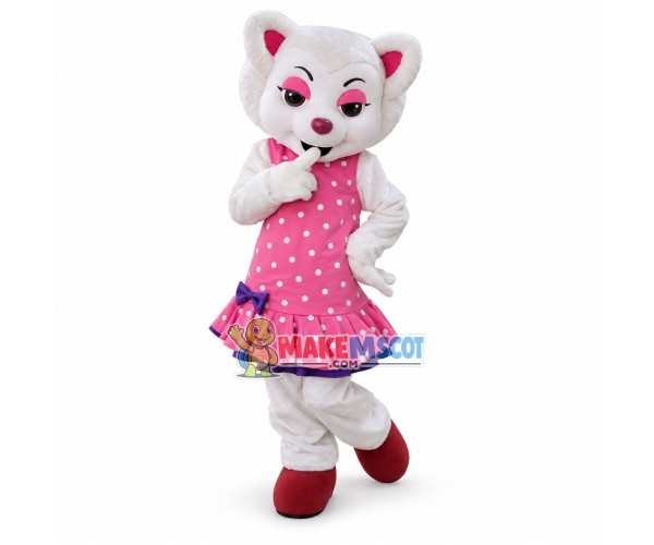 Dressed Up Tiger In The Polka Dot Vest Skirt Mascot Costume Dressed Up Tiger In The Polka Dot Vest Skirt Mascot Costume